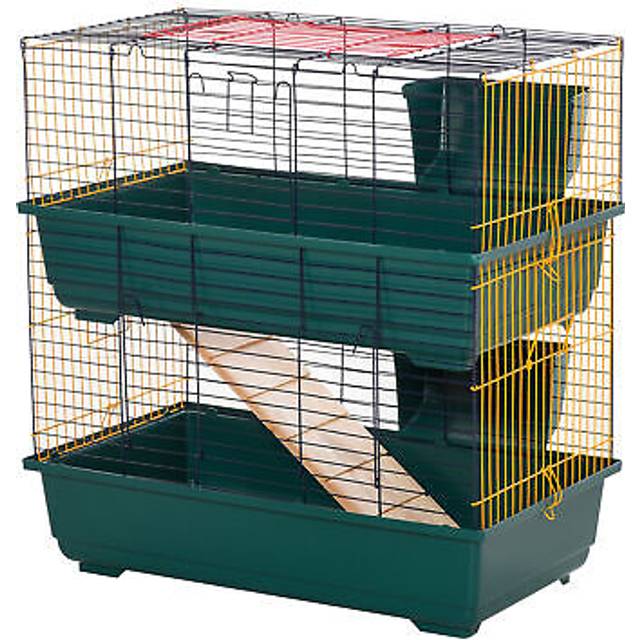 PawHut Small Animal Cage Habitat w/ Accessories 2-Story Large Pet Play House | TJ Hughes