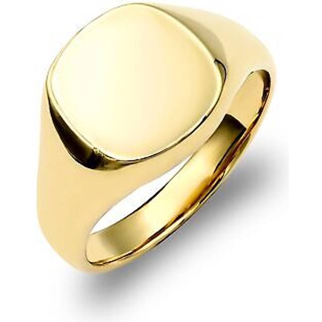 (Z+2) Jewelco London Men's Solid 9ct Yellow Gold Square Cushion Signet Ring - JRN148