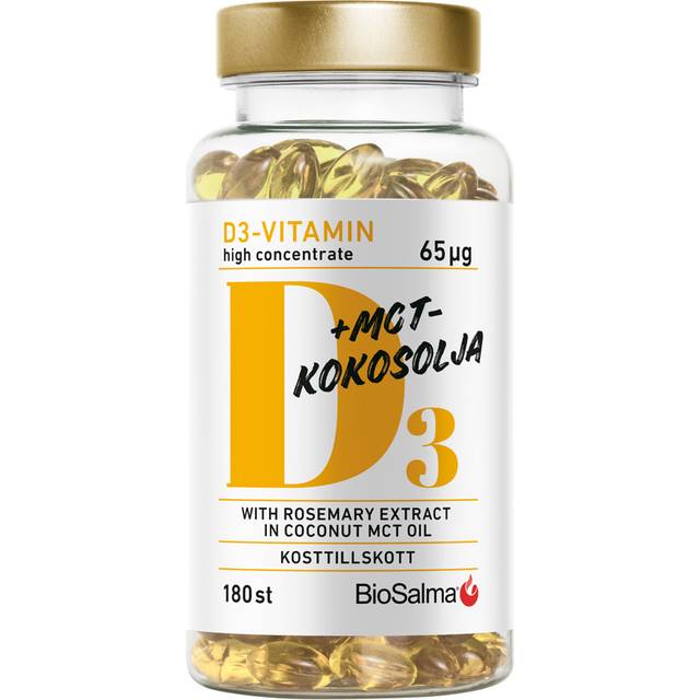 D3-vitamin 65µg i MCT-kokosolja 180 kapslar
