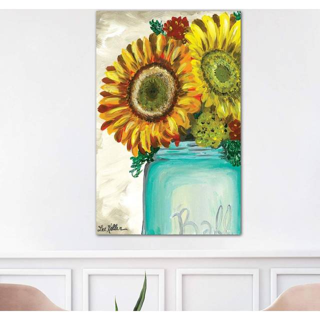 'Sunflower Flowers from the Farm' Painting on Wrapped Canvas (66.04 cm H x 45.72 cm W x 1.91 cm D)