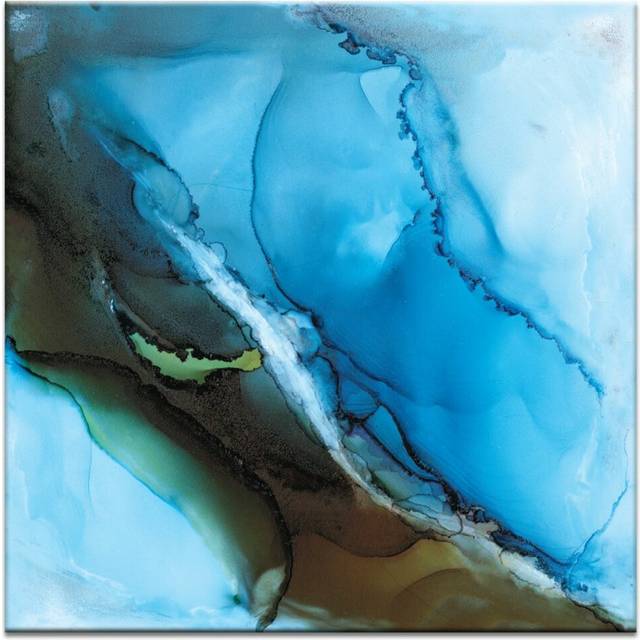 'Over Oceana' Painting Print on Canvas - Blue (102cm H x 102cm W x 4cm D)