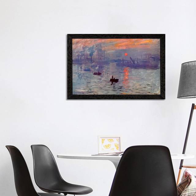 Sunrise Impression by Claude Monet - Painting Print on Canvas - Black Framed (101.6 cm H x 66.04 cm W)