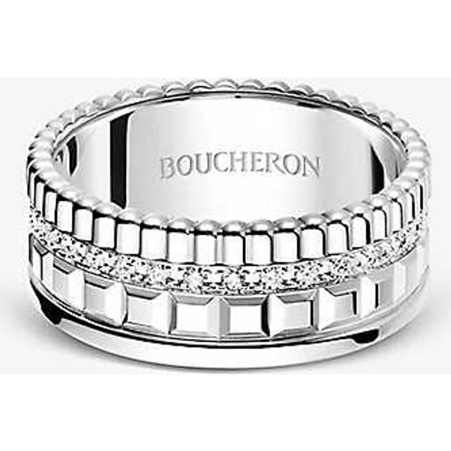 Boucheron Womens Silver Quatre Radiant Edition White-gold and 0.24ct Diamond Ring 56mm - SILVER