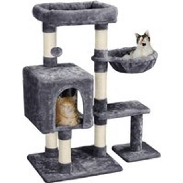 Yaheetech - 4-Level Cat Tree Condo with Plush Perch/Spacious Platform/Basket/Scratch Posts, Dark Grey