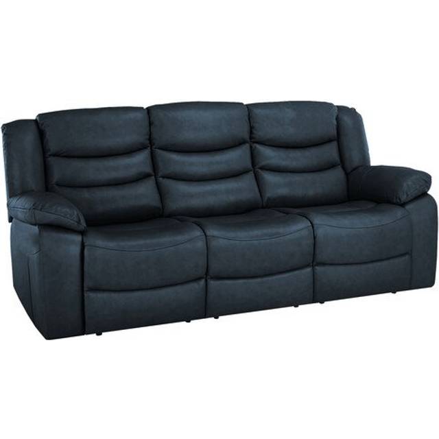 Blue Leather Sofas - 3 Seater Sofa - Marlow Range - Oak Furnitureland