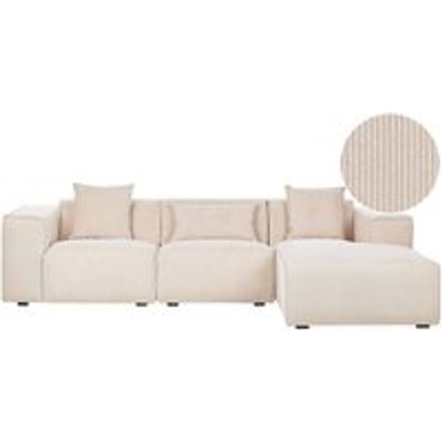 Beliani Left Hand Jumbo Cord Corner Sofa Beige Dolva, Brown