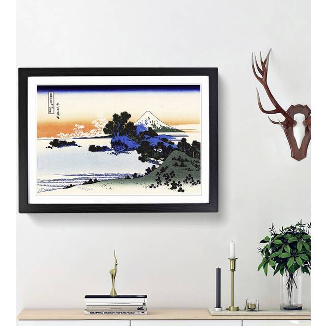 Shichiri Beach by Katsushika Hokusai - Picture Frame Painting Print - Black Framed (27cm H x 36cm W x 2cm D)