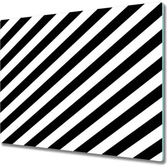 Glass worktop kitchen chopping board diagonal stripe black and white stripes