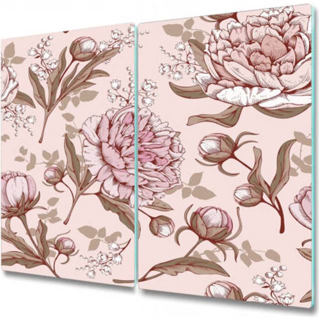 Glass chopping cutting board pink peonies floral watercolour art 2x30x52