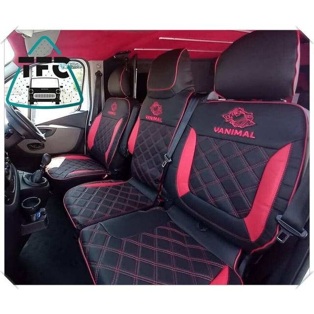 Seat covers for renault trafic eco leather diamond stitching and logos