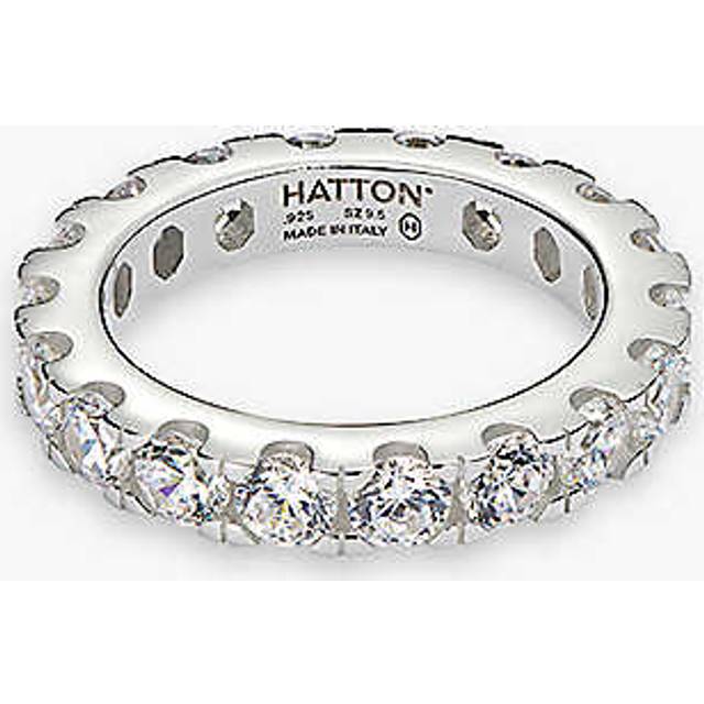 Hatton Labs Mens Sterling Silver / White Eternity Sterling-silver and Cubic-zirconia Ring 10