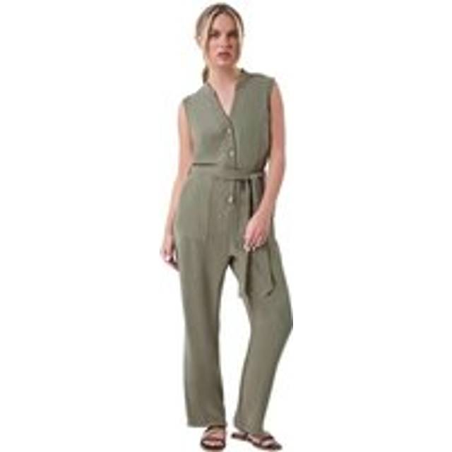 Roman Petite Khaki Button Detail Pocket Jumpsuit - Size 14