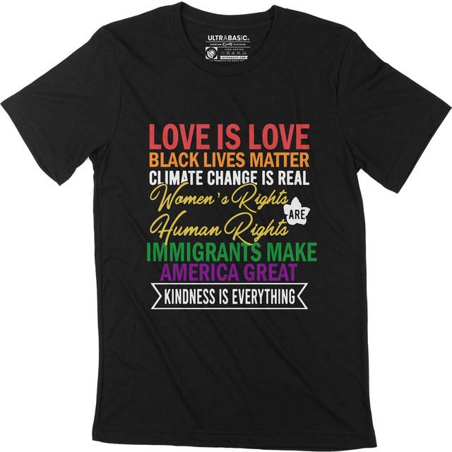 ULTRABASISK T-shirt herr Svart Lives Matter Love is Love Kläder Grafisk T-shirt present XS svart