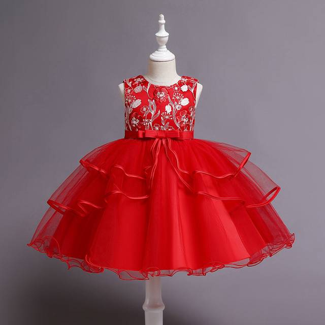 (Red, 2-3Years) Kids Girls Princess Dresses Bridesmaid Dress UK