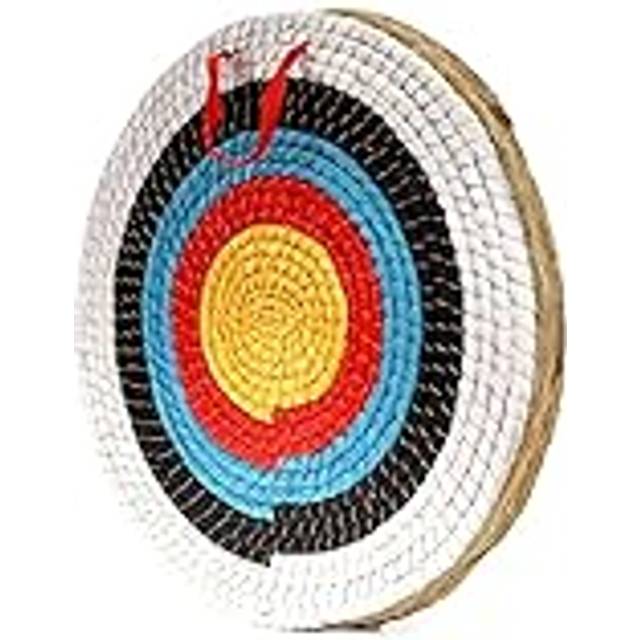 AUVIM Måltavla bågskytte handgjord halmbågsmålet för recurvebågar compoundbåge eller lång båge 20 tum traditionell bågpilmål för barn ungdomar vuxna (vit svart 3 lager)