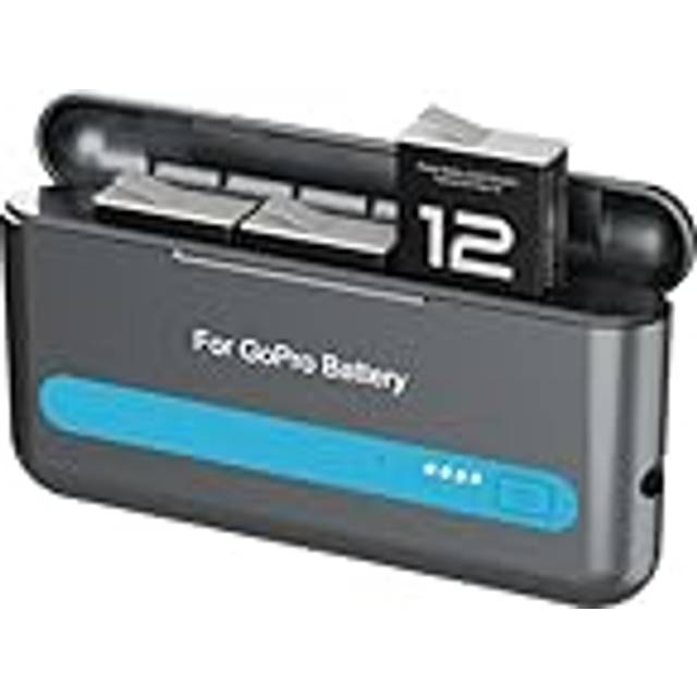 Adicop 7000mAh Powerbank-laddare och 2PCS 1800mAh Batteri kompatibel med GoPro Hero 12/11/10/9, 3 Platser Batteriladdare, Batteritillbehör (7000mAh laddare + 2 Batterier)