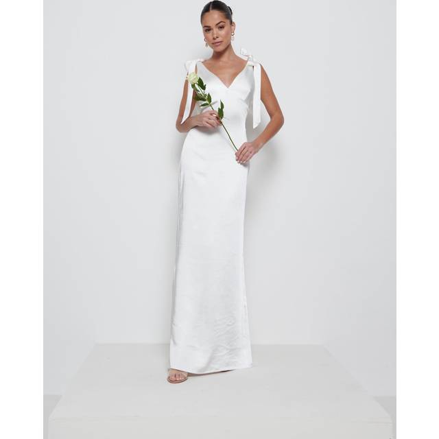 Piper Tie Maxi Bridesmaid Dress - Ivory, 6