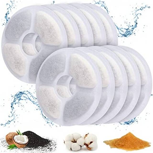 ADOV Cat Water Fountain Filters, Round Replacement Cat Fountain Filters with Ion Exchange Resin, Active Carbon Compatible with Automatic Flower F