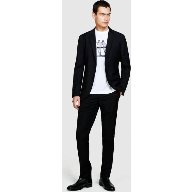 Sisley - Black Slim Fit Formal Trousers, Man, Black, Size: 54
