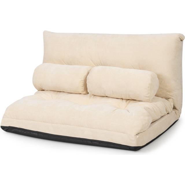 Convertible Floor Sofa Bed with 2 Waist Pillows-Beige