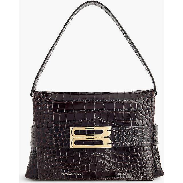 Victoria Beckham Womens Espresso B Crocodile-embossed Leather Bag - ESPRESSO