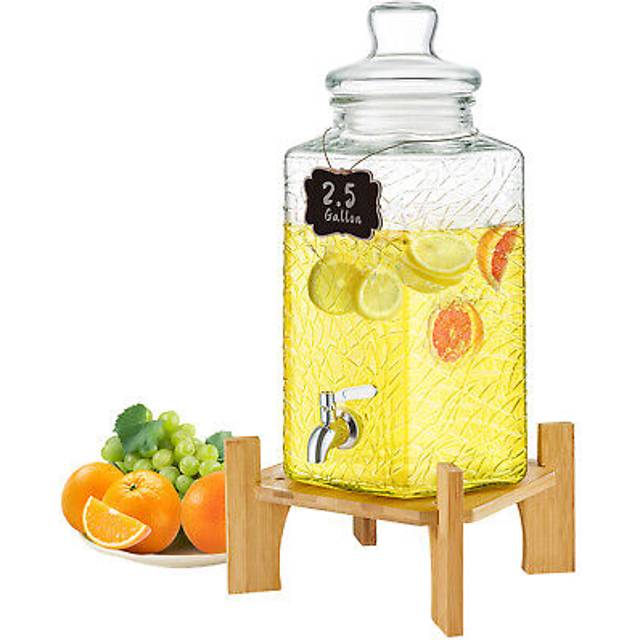 VEVOR 10 l dryckesdispenser, vattenfontän i livsmedelsglas med stativ, kran i rostfritt stål, lemonadjuice distribution, för restauranger, hotell, café, fester