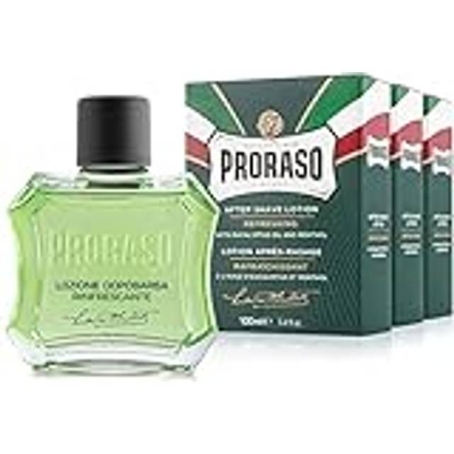Proraso After Shave Lotion Refresh, 3 × 100 ml, Aftershave för män med eukalyptusolja & mentol, hjälper huden att regenerera efter rakning, Made in Italy