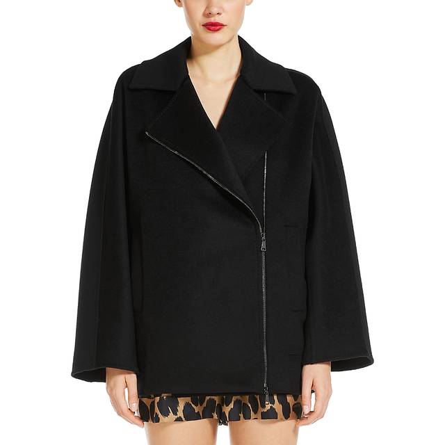 Max Mara Womens Black Rotondo Notch-lapel Double-breasted Wool Coat 8 - BLACK
