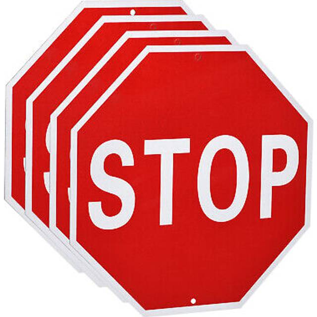 4pcs stop sign 24" x 24" warning reflective aluminum signs for street traffic