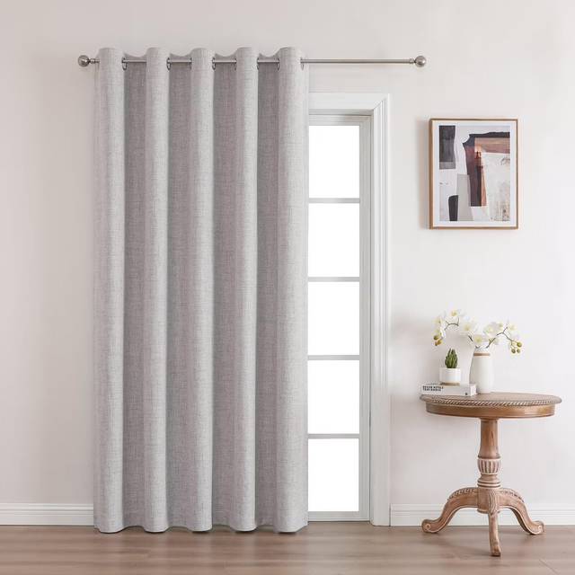 Joydeco Blackout Room Divider Curtains  Extra Wide Sliding Door Curtains Living Room Curtains  Greyish White 1 Panel 70x90 Inch Patio Door Curtains fo