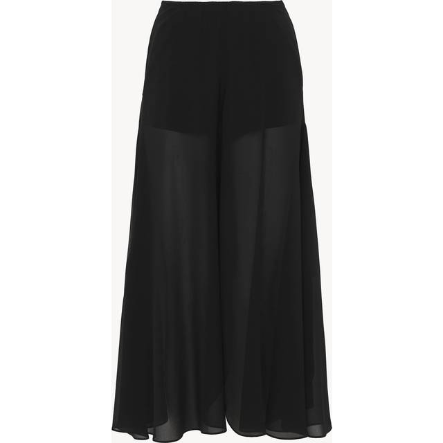 Silk Georgette Midi Pants with Skirt Overlay - BLACK - 38 FR (6 US)
