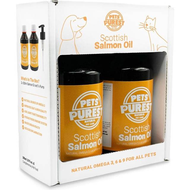 Pets purest salmon oil 2x300ml + pump - for cats and dogs (best before 07/25)