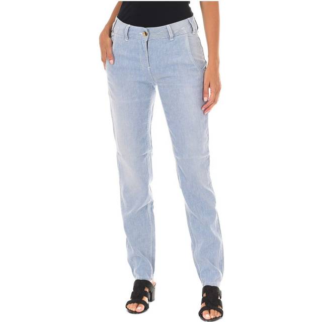 Met Womens Long Chinese style pants with narrow hems 70DBF0196 woman - Blue Linen - Size 25 (Waist)