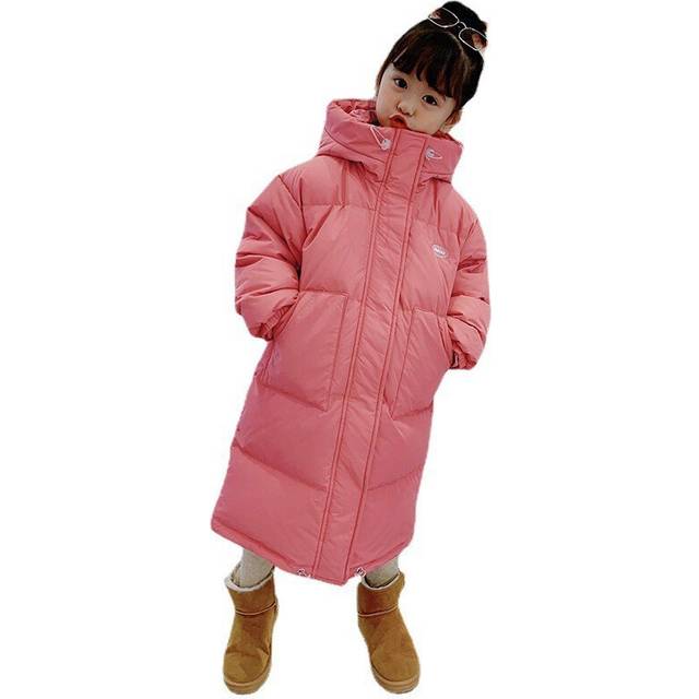 (Red, 3-4Years) Kids Girls Winter Jacket Hooded Coats Long Outwear