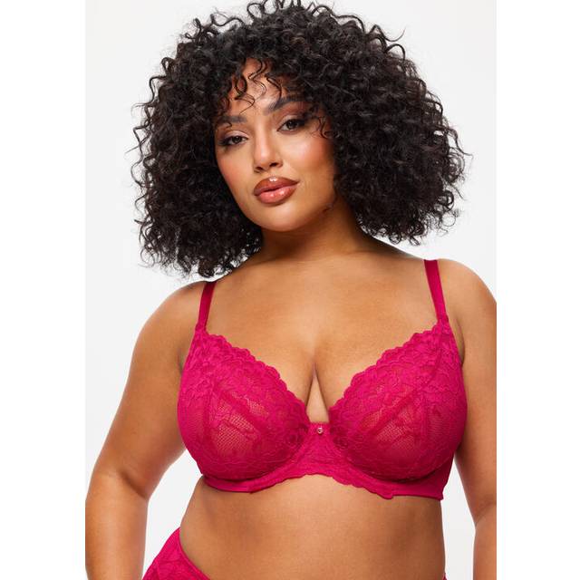 Ann Summers Sexy Lace Fuller Bust Non Padded Plunge Bra, Dark Pink 32H - pink