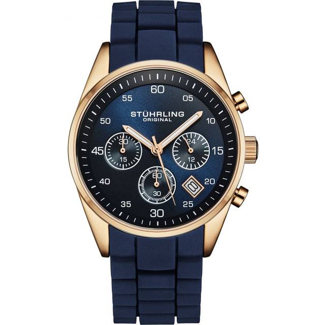 Men's Tempo Chronograph Watch 42mm Case, Silicone Strap, Date Water Resistant 4059 - Metallics - One Size