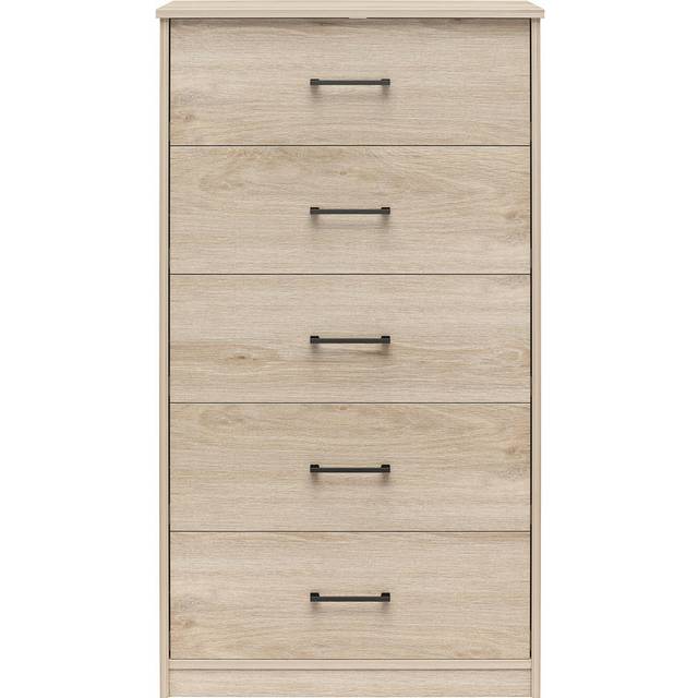 BrEZ Build Pearce Dresser 5DRW White Oak - Light Oak (126cm H X 71cm W X 40cm D)