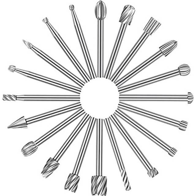 "20Pcs Carving Bits Wood Engraving Router Bit with 1/8""(3mm) Shank, HSS Different Burr Set to Meet Your Different Needs Durable Rotary Tools"