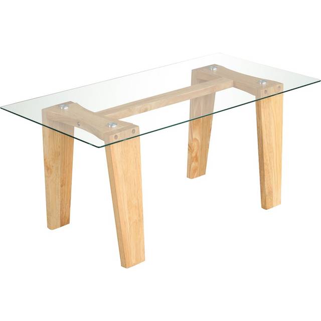 Costway Transparent Wooden Rectangle Coffee Table - Cream - 116 x 63 x 13cm