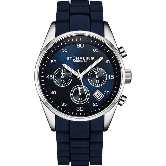 Men's Tempo Chronograph Watch 42mm Case, Silicone Strap, Date Water Resistant 4059 - Blue - One Size