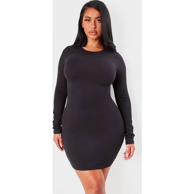 Shape Black Sculpted Long Sleeve Bodycon Dress, Black - M