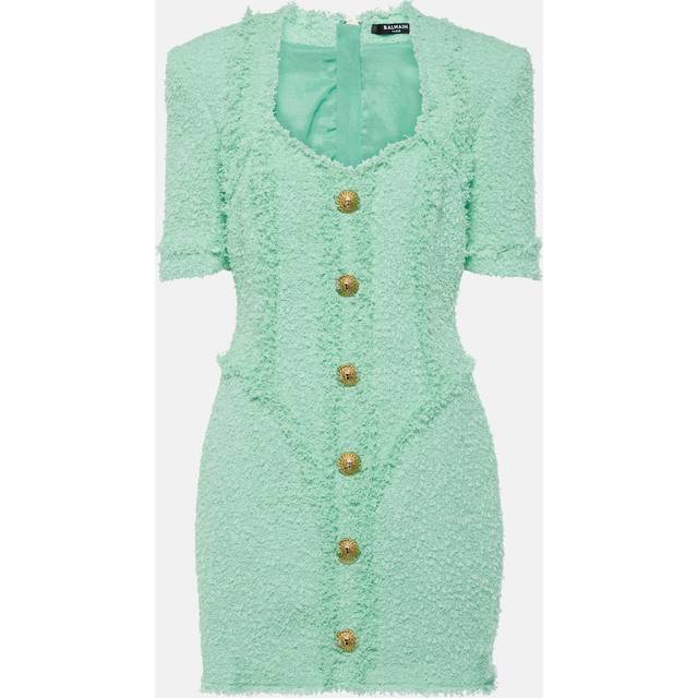 Balmain Embellished tweed minidress - green (UK 12)