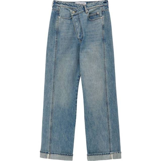 Loewe Womens Washed Denim Faded-wash Crossover-waist Straight-leg Jeans 8 - WASHED DENIM