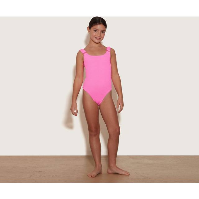 Hunza G Kids Crinkled Domino Swimsuit - Pink - 7-12 Years