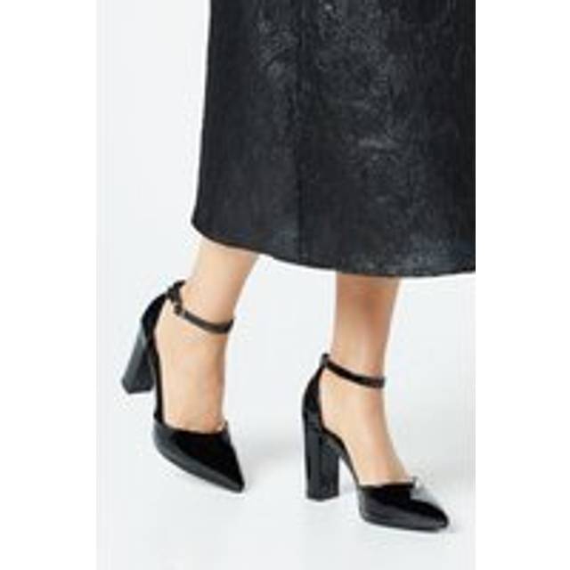 Sadie Faux Leather Platform Pointed High Block Heel Court Shoes - Black - 8