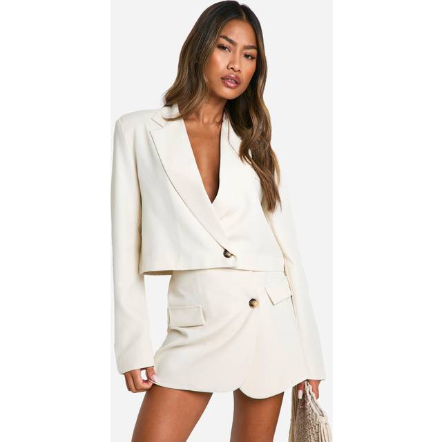Womens Wrap Front Micro Mini Skirt - Ecru - 12