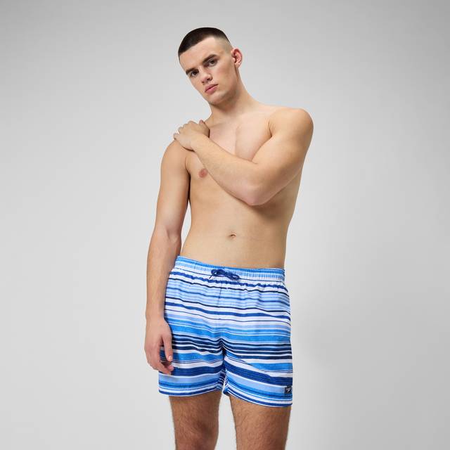 Speedo Faded Stripes Swim Shorts, Sevres Blue