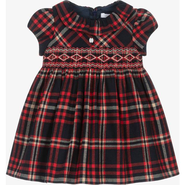 Patachou Girls Blue Tartan Smocked Dress - 9 month