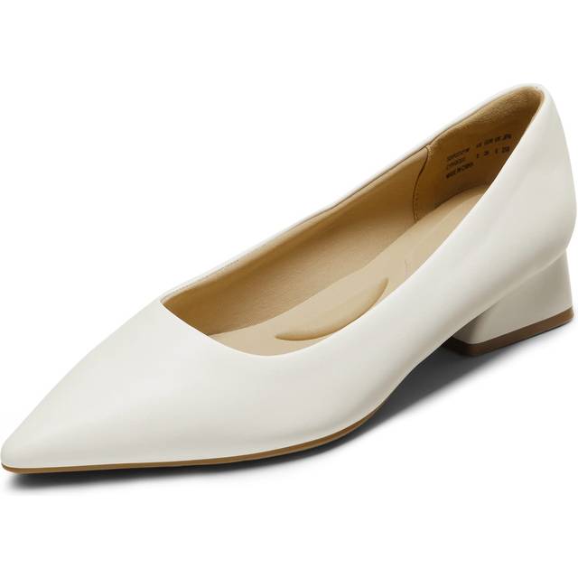 DREAM PAIRS Womens Adina Chunky Heels Closed Toe Low Block Work Shoes Pointed Toe Dress Comfortable Wedding Pumps  Whitepu  6