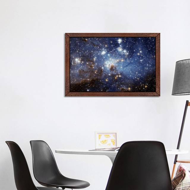 &#39;LH-95 Stellar Nursery (Hubble Space Telescope)&#39;- Floater Frame Photograph Print on Canvas - Brown Framed Canvas (46cm H x 66cm W x 4cm D)